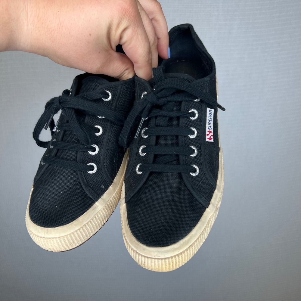 Superga 2750 Cotu Classic Black Canvas Low Top Sneakers Womens Size 38 EU 7.5 US - Picture 2 of 6